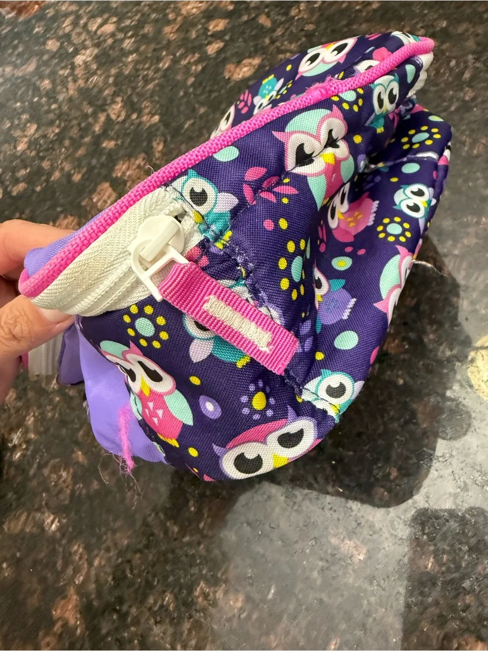 Cute Owl Print Lunch Bag - Purple & Pink